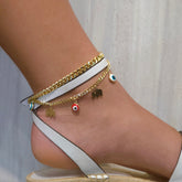 18K Gold Filled Evil Eye Elephant Charm Anklet